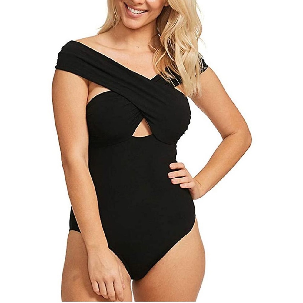 Figleaves Bardot off the‎ shoulder swimsuit NWT size 6L
